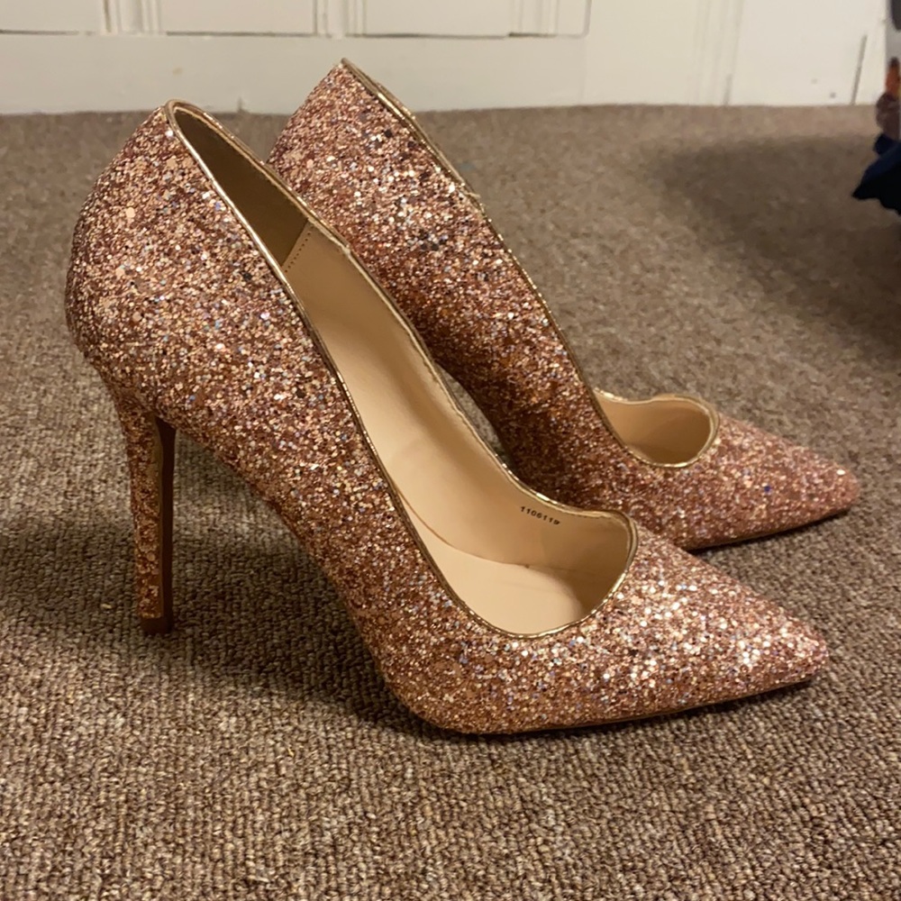 Pink and Gold glitter heels